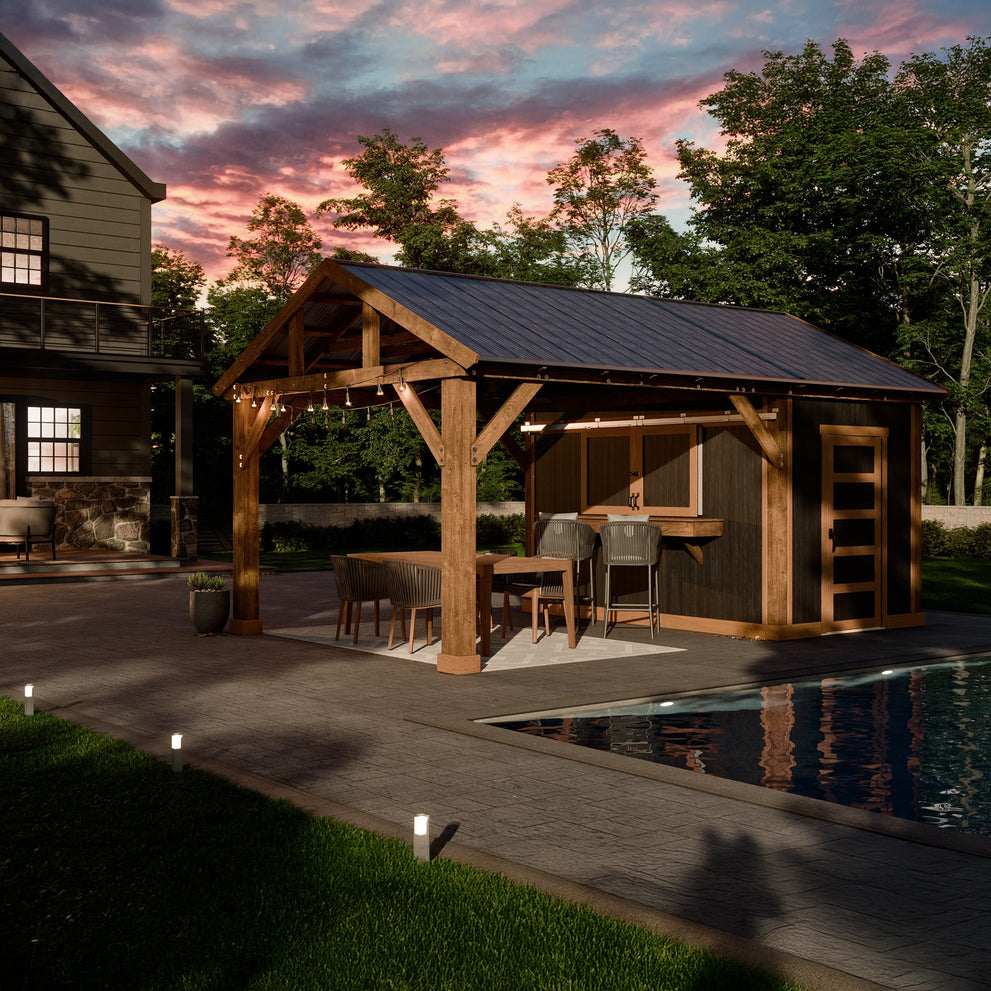 14x19 Building Versa Shed Pavilion with Bar Installed | Gorilla Shed